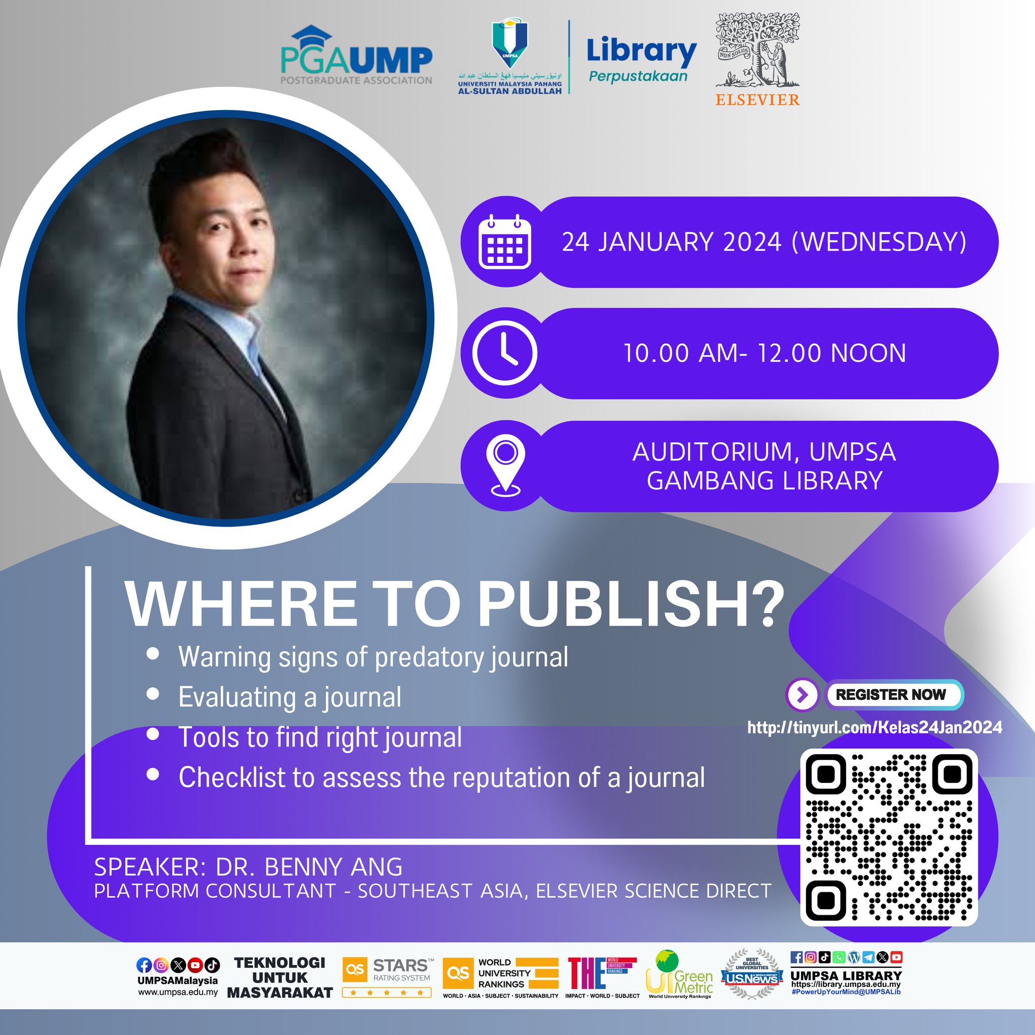 Sesi Latihan Bersama Elsevier: “Where to Publish” di Perpustakaan UMPSA Gambang – 24 Januari 2024